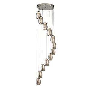 12 Light Multi Drop LED Pendant With Smoked Glass