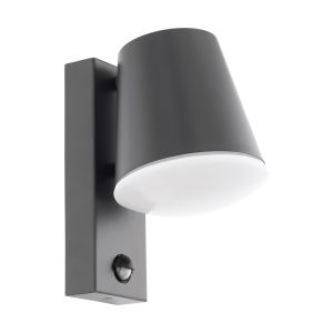 Caldiero 1 Light Low Energy E27 Outdoor IP44 PIR Sensor Anthracite Wall Light With Plastic Diffuser