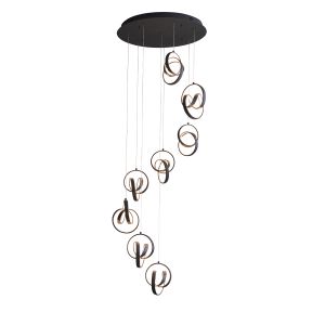 Codma 8 Light 108.8W 3500lm Black LED Integrated Adjustable Pendant Light With Intrigluing Swirling Loops