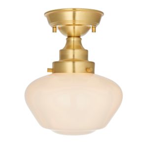 Marmi 1 Light E27 Semi Flush Brass With Opal Glass