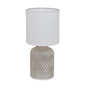 Bellariva 1 Light E14 Grey Ceramic Table Lamp With White Fabric Shade With Inline Switch