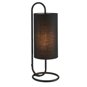 Viglio 1 Light E27 Table Lamp Matt Black With Black Fabric Shade