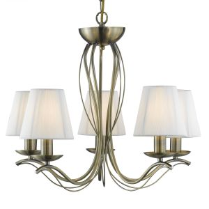 Andretti - 5 Light Ceiling, Antique Brass, Ccrain String Shades