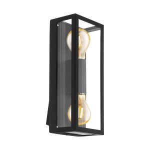 Alamonte 1, 1 Light E27 Outdoor Wall Light Black With Clear Glass