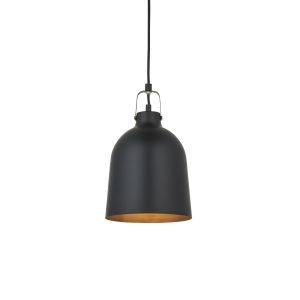 Lazenby 1 Light E27 Matt Black With Contrasting Aged Pweter Adjustable Pendant