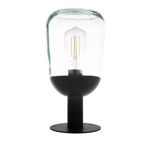 Donatori 1 Light E27 Outdoor Ip44 Black Pedestal With Clear Glass