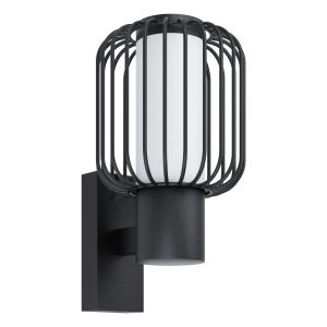 Ravello 1 Light Outdoor E27 IP44 Black Wall Light With White Details