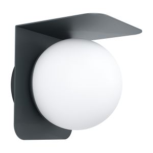 Corrientes 1 Light E27 Outdoor IP44 Wall Light Black With Plastic White Diffuser