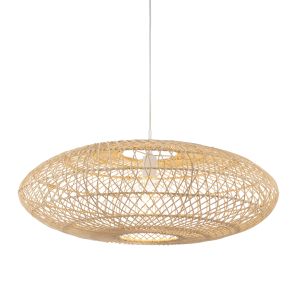 Luft 1 Light E27 Large Ovel Handmade Natural Rattan Pendant