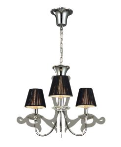 Acanto Pendant Round 3 Light E14, Polished Chrome With Black Shades