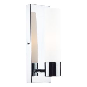 Adagio 1 Light E14 Polished Chrome Bathroom IP44 Wall Light With Frosted Glass Shade