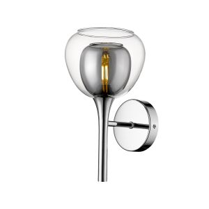 Adda 1 Light E14 Chrome Wall Light With Smoked Grey Inner Shade & Clear Outer Glass