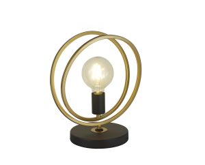 Adler Double Ring Table Lamp, 1 Light E27, Matt Black / Painted Gold, G95/120 Lamp Recommended