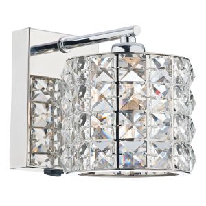 Agneta 1 Light G9 Polished Chrome Wall Light With Clear Faceted Crystal