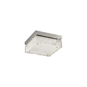 Aiden Small Square Flush Ceiling 18W 1600lm LED 4200K Polished Chrome/Glass, 3yrs Warranty
