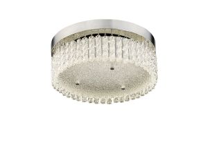 Aiden Small Round Flush Ceiling 18W 1600lm LED 4200K Polished Chrome/Glass, 3yrs Warranty