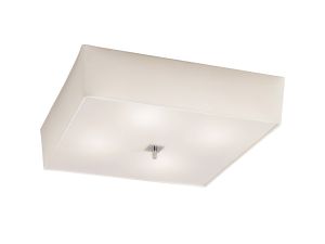 Akira Square Ceiling 4 Light E27, Polished Chrome/Frosted Glass With Ccrain Shade