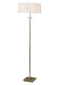 Akira Floor Lamp 3 Light E27, Antique Brass With Ccrain Shade