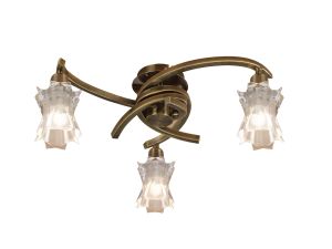Alaska Ceiling 3 Light L1/SGU10, Antique Brass, CFL Lamps INCLUDED