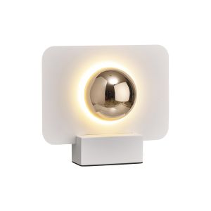 Alba 25cm Table Lamp, 8W LED, 3000K, 640lm, White/French Gold, 3yrs Warranty