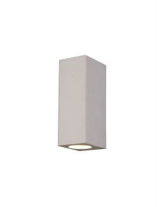 Alina Rectangular Up & Down Wall Lamp, 2 x GU10, White Paintable Gypsum