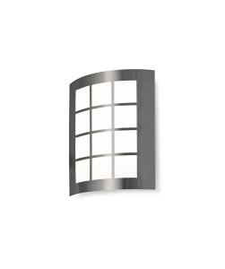 Allegra Flush Wall Lamp With Square Grid Cover, 14W LED IP44, Ext/Interior, 4000K, Stainless Steel/Frosted PC Diffuser, 2yrs Warranty