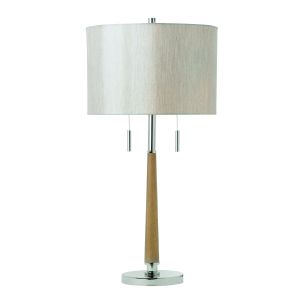 Endon ALTESSE-TLNI Altesse Double Table Lamp Natural Wood/Oatmeal Frame Finish