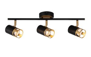 Ankeny 3 Light Linear Bar Spotlight GU10, Black / Painted Gold