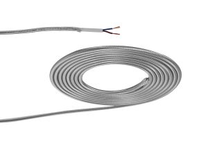 Prema 25m Roll Silver Braided 2 Core 0.75mm Cable VDE Approved