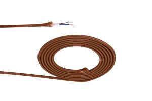 Prema 25m Roll Dark Brown Braided 2 Core 0.75mm Cable VDE Approved