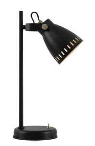 Arbour Adjustable Table Lamp, 1 x E27, Matt Black/Antique Brass/Khaki