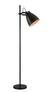 Arbour Adjustable Floor Lamp, 1 x E27, Matt Black/Antique Brass/Khaki