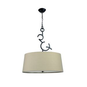 Argi 60cm Pendant 3 Light E27 Round With Taupe Shades Brown Oxide