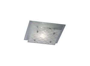 Aries Flush Ceiling Square 1 Light E27 Small Polished Chrome/Glass