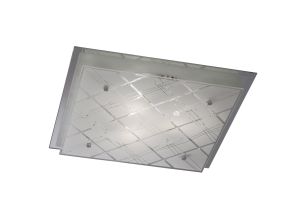 Aries Ceiling Square 3 Light E27 Large Polished Chrome/Glass