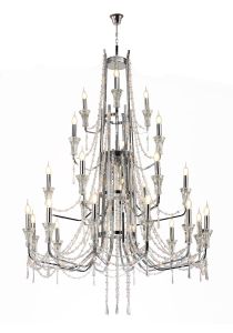 Armand Pendant 12+6+3+3 Light E14 Polished Chrome/Crystal, (ITEM REQUIRES CONSTRUCTION/CONNECTION) Item Weight: 32.5kg