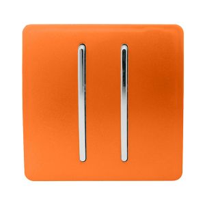 Trendi, Artistic Modern 2 Gang Intermediate 10 Amp Rocker Orange Finish, BRITISH MADE, (25mm Back Box Required), 5yrs Warranty