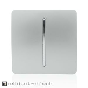 Trendi, Artistic Modern 1 Gang Retractive Home Auto.Switch Silver Finish, BRITISH MADE, (25mm Back Box Required), 5yrs Warranty