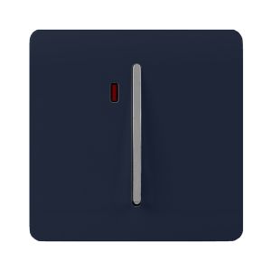 Trendi, Artistic Modern 45 Amp Neon Insert Double Pole Switch Navy Blue Finish, BRITISH MADE, (35mm Back Box Required), 5yrs Warranty