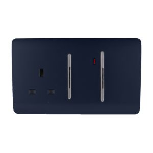 Trendi, Artistic Modern Cooker Control Panel 13amp with 45amp Switch Navy Blue Finish, BRITISH MADE, (47mm Back Box Required), 5yrs Warranty