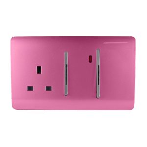 Trendi, Artistic Modern Cooker Control Panel 13amp with 45amp Switch Pink Finish, BRITISH MADE, (47mm Back Box Required), 5yrs Warranty