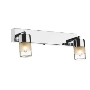 Artemis 2 Light G9 Polished Chrome Bathroom IP44 Wall Light With Clear And Frosted Glass Adjustable Shades