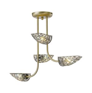 Ashton Semi Flush 4 Light G9 Antique Brass/Crystal