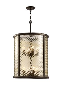 Asia 47cm Pendant 8 Light E14 Oiled Bronze/Clear Glass