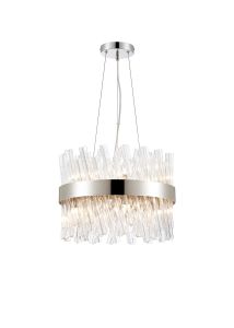 Asner 40cm 10 Light G9, Pendant Round, Polished Nickel / Clear