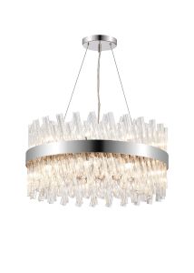 Asner 60cm 18 Light G9, Pendant Round, Polished Nickel / Clear Item Weight: 16.81kg
