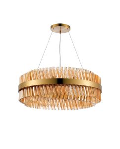 Asner 80cm 24 Light G9, Pendant Round, Brass / Amber Item Weight: 23.13kg