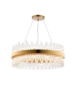 Asner 80cm 24 Light G9, Pendant Round, Brass / Clear Item Weight: 23.13kg