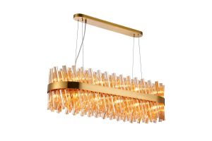 Asner 1m 24 Light G9, Pendant Oblong, Brass / Amber Item Weight: 22.65kg