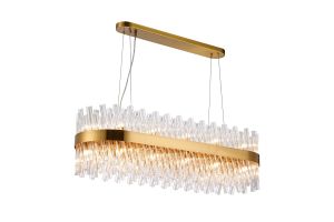 Asner 1m 24 Light G9, Pendant Oblong, Brass / Clear Item Weight: 22.65kg